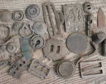 Archaeological Finds: Lot of 25 Antiquities, Crosses, Charms