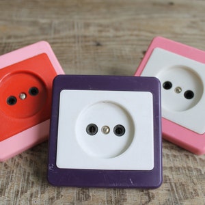 set of 3 vintage electrical outlets, electrical plug, Vintage power socket, Vintage electric plug, retro electronic, minimalist socket