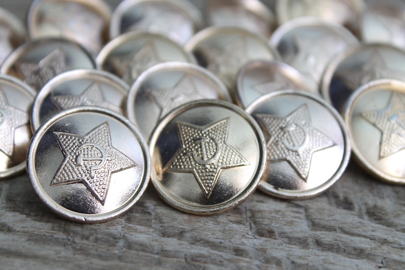 20 pcs 0.85 21 mm Vintage Soviet Army Uniform Buttons steampunk supplies uniform supplies military uniform findings military buttons