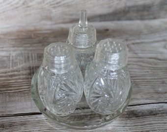 Vintage Shakers, Set of 3 salt (pepper, ...)  on the glass stand