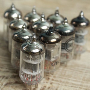 lot of 10 Vacuum Tubes, 1.7&quot; (43 mm), radio valves,  Steampunk supplies, Altered Art,  Radio Components, Radio Lamp, minimalist art