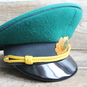 Heeres Uniform Schirmmütze Offizier Mütze (Größe: 56-7-S-22) Vintage Army Cap Kokarde/Offizierhut Mütze Schirmmütze