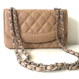 Classic Genuine Leather Women's Shoulder Bag, Handbag, Crossbody Bag, Chain Strap, Quilted Bag