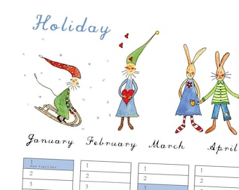 Wichtel & Friends Holiday Planner - Birthday - Jahresplaner - Familienplaner - Kalender - Wochenplaner - Geburtstagskalender - Gnomies Love