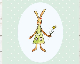 Spring greetings Easter card "Daffodil Bunny" bunny card Happy Easter