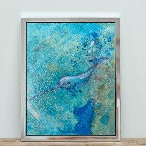 Turquoise Narwhal: Ocean Whisper Narwhal Art Ocean Inspired Sea Life Painting Aquatic Nautical Bliss Underwater Beauty Coastal Decor Bild 2