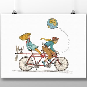 Biglietto per bicicletta "Tandem Love" Biglietto per bicicletta Tandem Love Travel Biglietto combinato per San Valentino anni '60 Natale vintage Sposarsi Essere innamorati