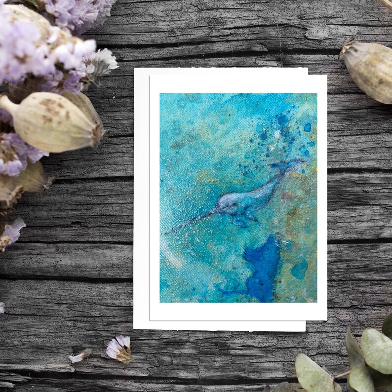 Turquoise Narwhal: Ocean Whisper Narwhal Art Ocean Inspired Sea Life Painting Aquatic Nautical Bliss Underwater Beauty Coastal Decor Bild 3