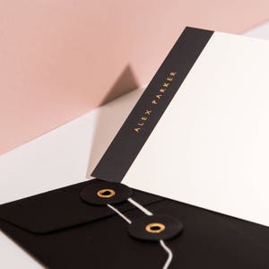 Personalisierte Grußkarten mit Foliendruck, Ebenholz | Letterpress-Korrespondenzkarten | Maßgeschneiderte benutzerdefinierte Briefpapier | Geschenke für Ihn | Letterbox Geschenk