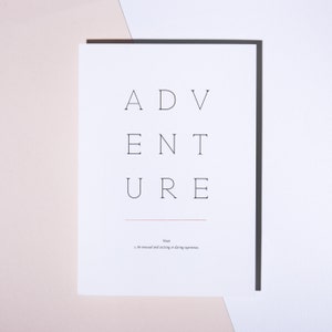 Impresión de carta de aventura / impresión de arte / impresión A4 / impresión de regalo de boda / impresión de arte mínimo / impresión monocroma