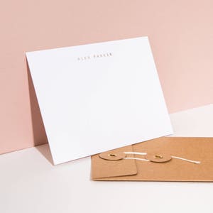 Tarjetas de notas personalizadas impresas con papel de aluminio, color blanco / Tarjetas de correspondencia con impresión tipográfica / Papelería personalizada a medida / Regalos para ella / Regalos para buzón