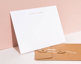 Personalised Foil Printed Notecards, White | Letterpress Correspondence Cards | Bespoke Custom Stationary | Gifts for Her | Letterbox Gift