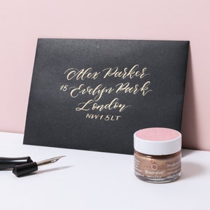 Burnt Gold Calligraphy Ink | Shimmery Handmade Calligraphy Ink | Modern Calligraphy Ink | Dip Pen Ink | Copperplate Calligraphy Ink
