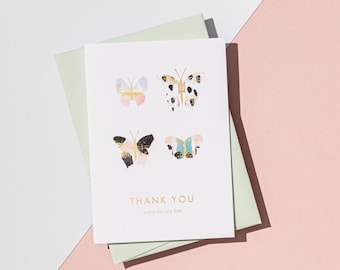 Watercolour Butterfly, Thank You Card | Butterfly Card | Watercolour Card | Foil Card | Letterpress Card | Luxury Card | FSC Certified