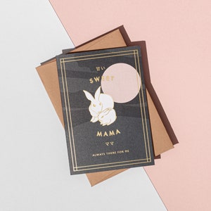 Carte Sweet Mama Bunnies | Carte des mères | Carte de remerciement | Carte maman | Carte Lapin | Carte de fête des mères | Carte d'aluminium | Carte typographique
