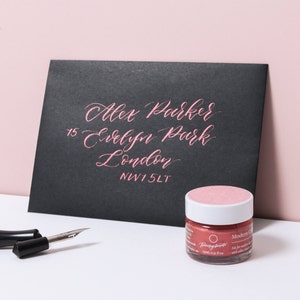 Pomegranate red Calligraphy Ink | Shimmery Handmade Calligraphy Ink | Modern Calligraphy Ink | Dip Pen Ink | Copperplate Calligraphy Ink
