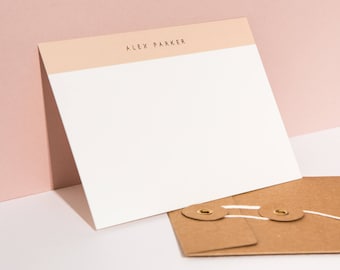 Notecards impressos em folha personalizados, blush | Cartões de correspondência tipográfica | Estacionário personalizado sob medida | Presentes para ela | Presente de caixa de correio