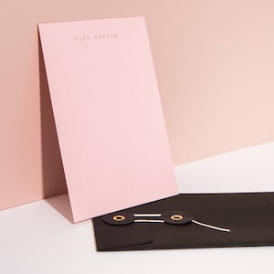 Biglietti di auguri personalizzati stampati in lamina, rosa / Biglietti di corrispondenza con stampa tipografica / Cancelleria personalizzata su misura / Regali per lei / Regalo per cassetta postale