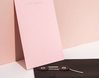 Cartões de Nota Personalizados Impressos em Foil, Rosa | Cartões de Correspondência em Letterpress | Papelaria Personalizada sob Medida | Presentes para Ela | Presente de Caixa de Correio