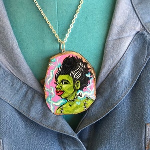 Hand-painted Pendant : Bride Of Frankenstein’s Monster
