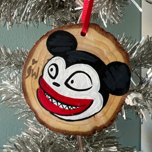 Hand-Painted Ornament: Scary Teddy (b)