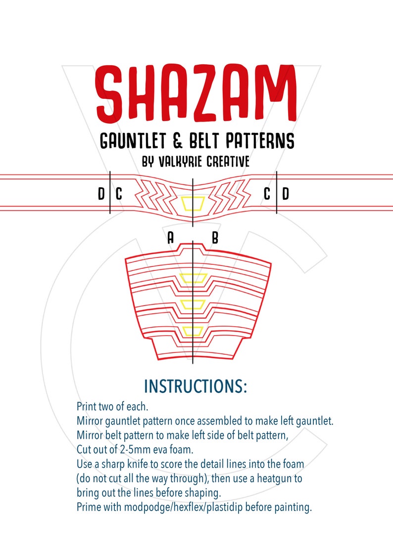 Shazam Belt and Gauntlets - Printable Practice photo relating to Printable Knife Patterns referred to as Shazam Belt and Gauntlets - Printable Behavior