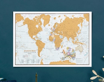 Scratch the World® travel edition map print - home, gift for him, gift for her, scratch off,world map, travel gift, gift