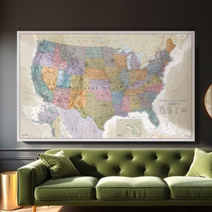 XXL Classic USA Wall Map - Map of The USA Poster - Front Lamination - 46 x 80 or 24 x 36