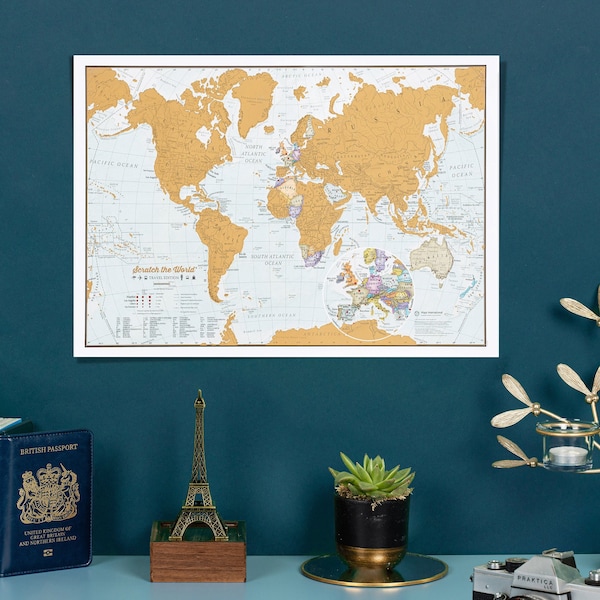 Scratch the World® travel edition map print - home, gift for him, gift for her, scratch off,world map, travel gift, gift
