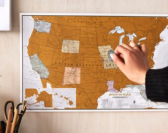 Scratch Off Map USA - travel gift map United States , gifts for him, gifts for her, sizes 17 x 11 and 34 x 22