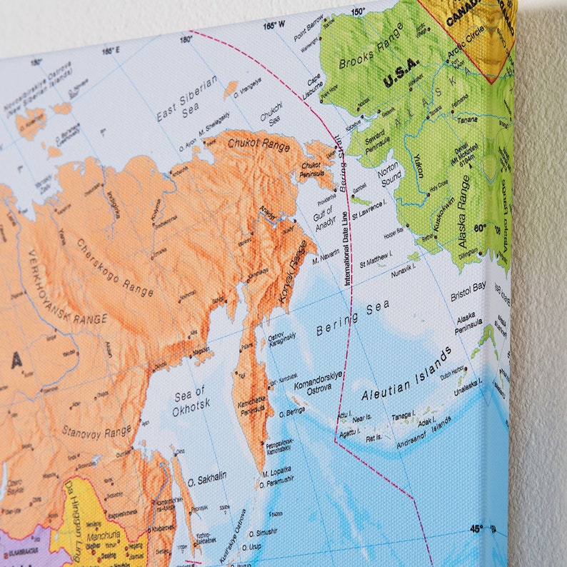 Push Pin World Map Canvas: Political Wall Art Decor - Etsy