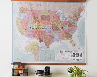 Executive Map of the USA - wall hanging, home decor, antique map, push pin map, wall map, living room, office, study, gift, FREE Shipping