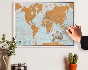 Scratch the World® travel edition map print - home, gift for him, gift for her, scratch off,world map, travel gift, gift