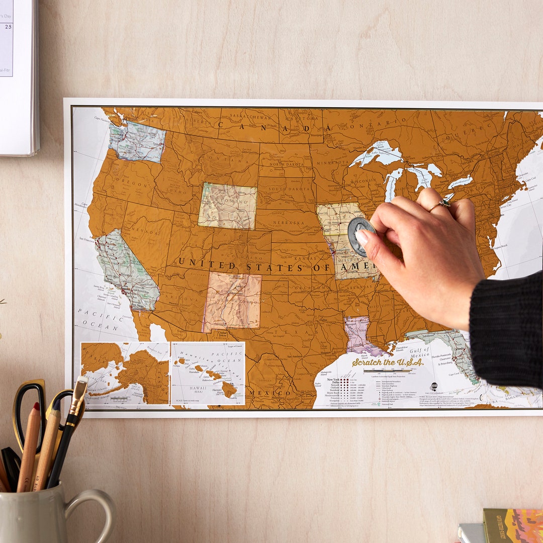 Scratch off Map USA Travel Gift Map United States Gifts Etsy