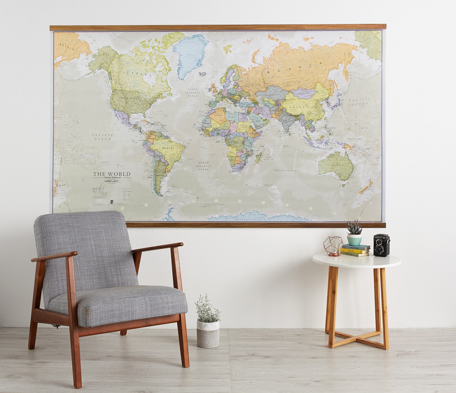 Classic World Map Large Poster Wooden Wall Hanging, Most Detailed up to ...