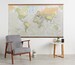 Classic World Map Large Poster Wooden Wall Hanging, Most Detailed Up To Date Vintage Style Map of the World, home decor, wall art 
