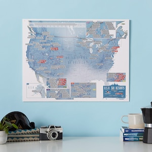 Scratch Off USA Map Skiing Print - Ski poster - gift for him, gift for her, travel gift, gift,
