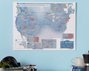 Scratch Off USA Map Skiing Print - Ski poster - gift for him, gift for her, travel gift, gift,