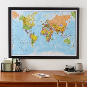 Political Map of the World home, wall hanging, push pin map, living room, gift, bedroom, home decor, map poster, study, FREE Shipping image 7