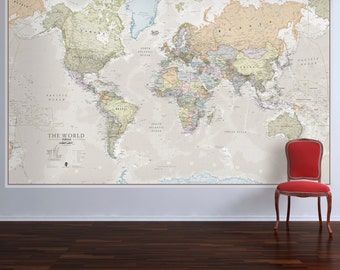 huge classic world map vintage elegant home decor home bedroom