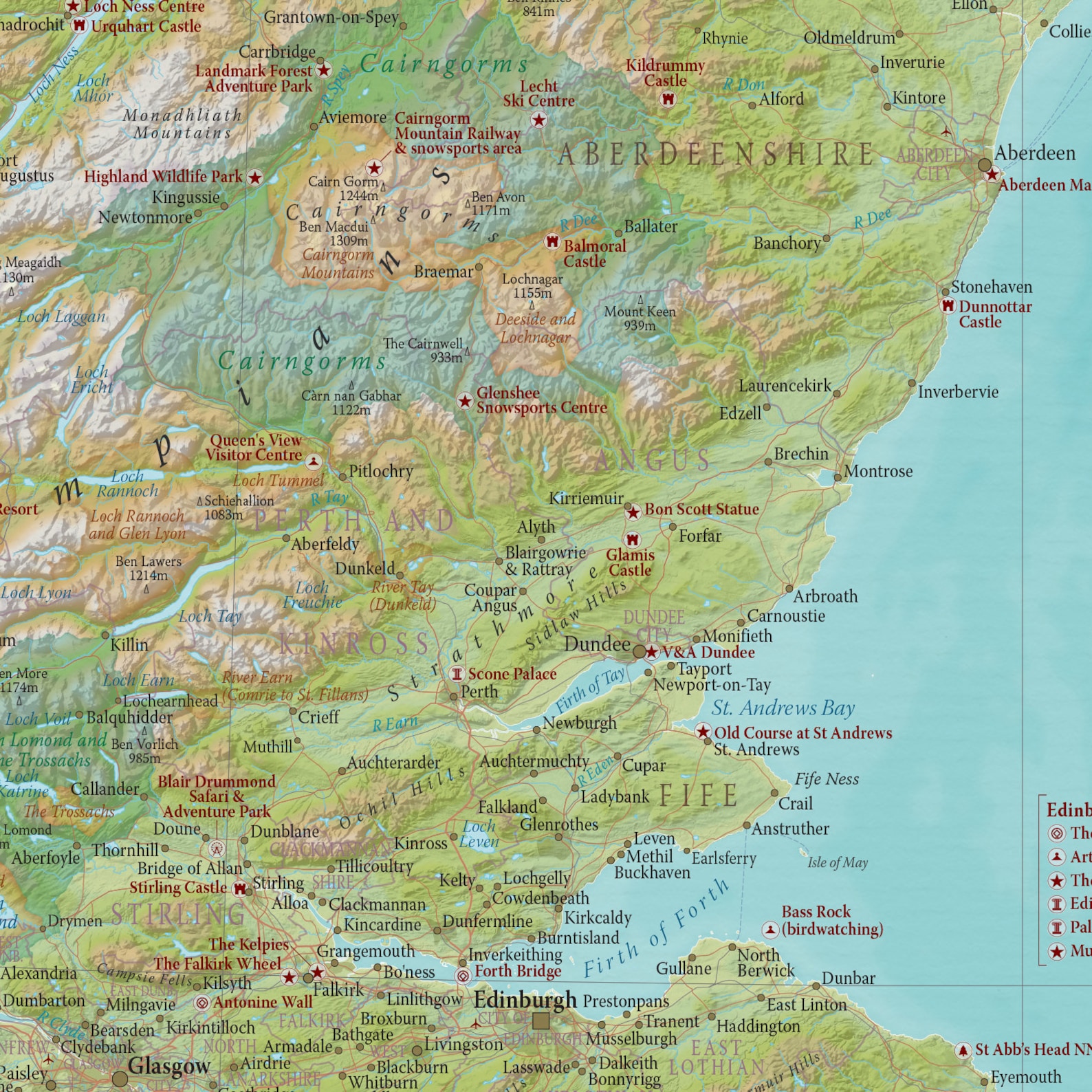 Scotland Inch Scotland Wall Map Poster - Front Sheet Laminated -16.5 X 23.4 Inches - Etsy
