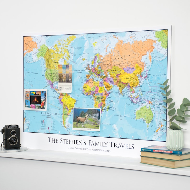Personalized World Map Travel Map Gift Push Pin Map Etsy