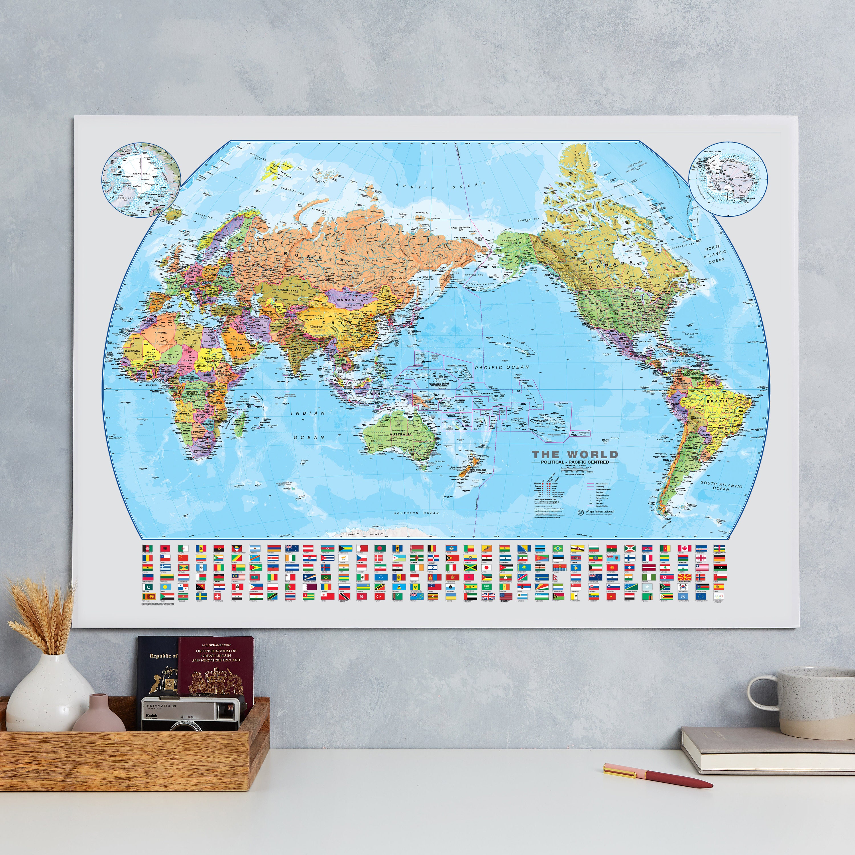 New Zealand Centered Map World Pacific Centered Wall Map Fully Laminated Political | Etsy New Zealand