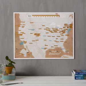 Scratch Off USA Map Craft Breweries Print - beer poster - gift for him, travel gift, gift, gifts for men