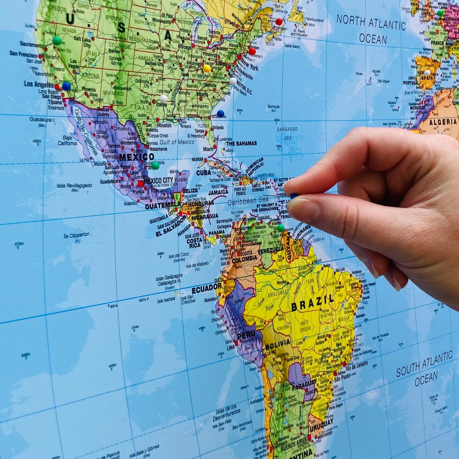 Push Pin World Map Canvas: Political Wall Art Decor - Etsy