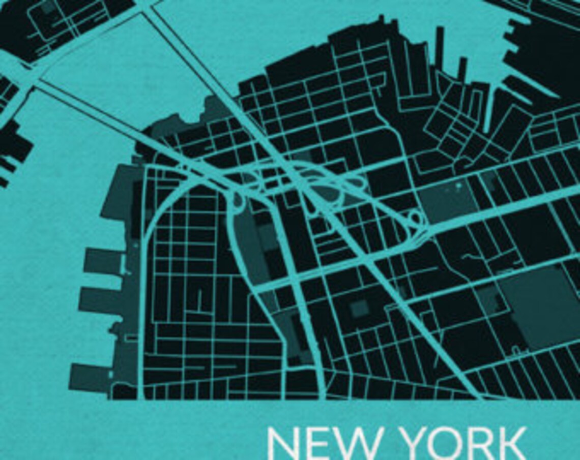 Framed New York City Street Map Travel Print City Print Etsy
