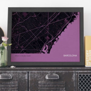 Framed Barcelona City Street Map Print city, print, gift, wall décor, map, travel print, gift for him, gift for her, free shipping Bild 2