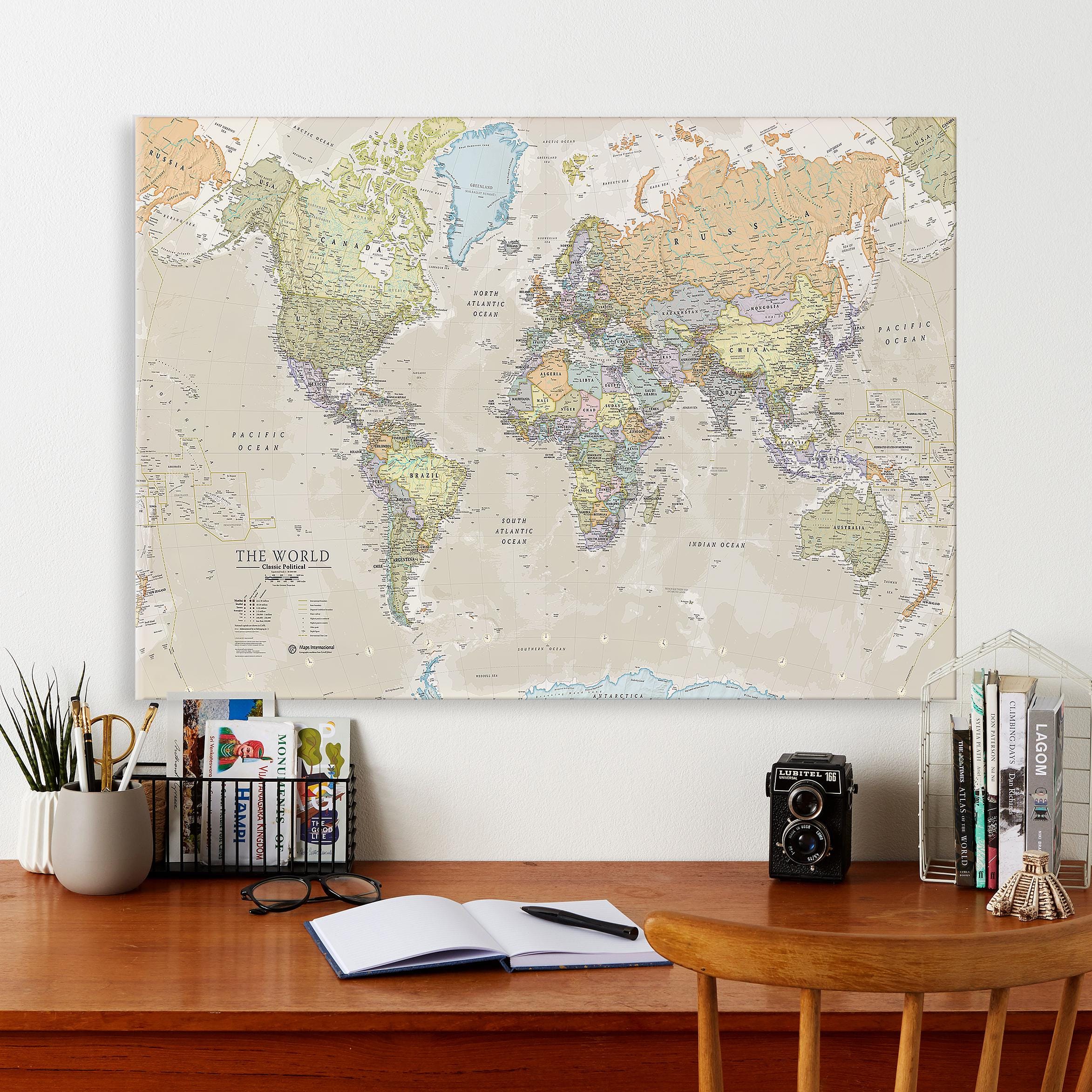 Classic World Map Canvas: Push Pin Travel Wall Art - Etsy