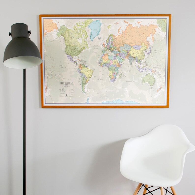Classic World Map Home Decor Living Room Bedroom Wall - Etsy