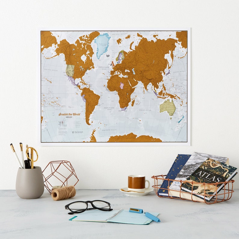 Scratch off Map Poster Most Detailed World Map, gift for him, gift for her, travel gift, gift, wall hanging, travel map 22 x 17 inches